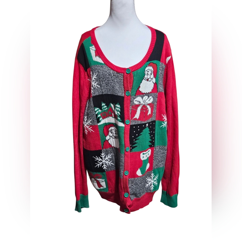 Ugly Christmas Sweater Festive Red and Green Cardigan